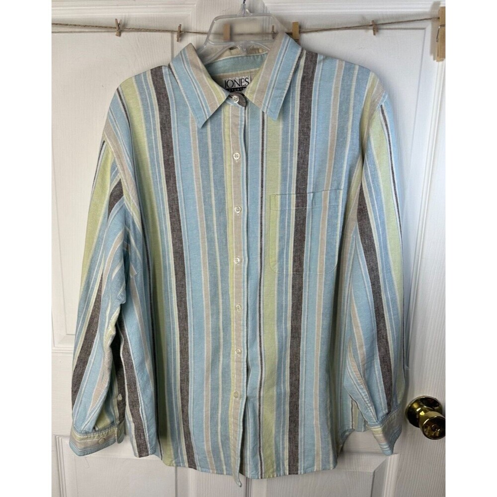 Jones Studio Linen Button Up Shirt Women's 2X Roll Cuff Everyday Casual Comfort